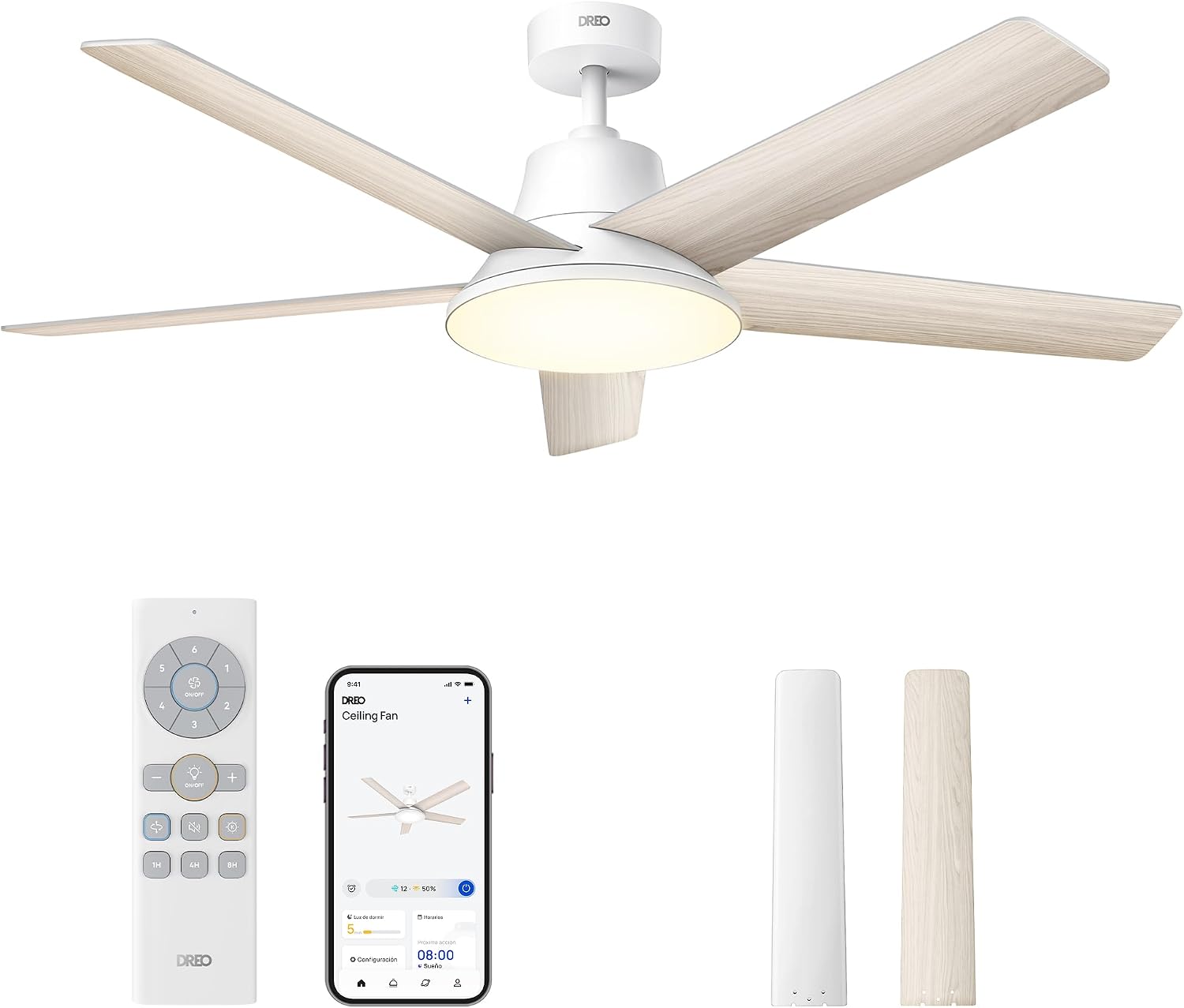 Dreo Ventilador de Techo Inteligente 132 cm con LED